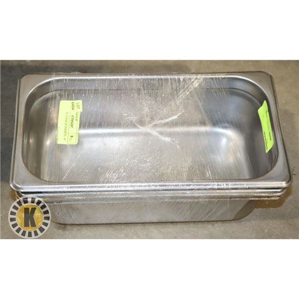 LOT OF 3 X 1/3 PAN SS INSERTS – 4” DEEP