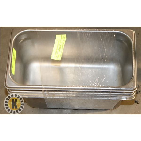 LOT OF 3 X 1/3 PAN SS INSERTS – 6” DEEP