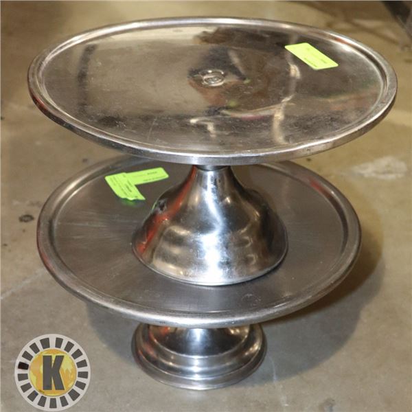 PAIR OF 12” SS CAKE DISPLAY TRAY / PIZZA PAN