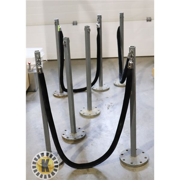 SET OF 8 METAL STANCHIONS /W VELVET ROPE