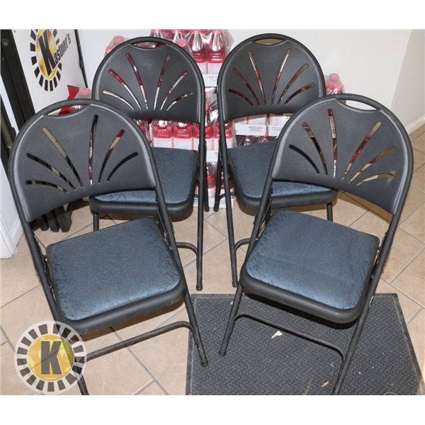 SET OF 4 MATCHING BLUE CUSHION FOLD UP CHAIRS