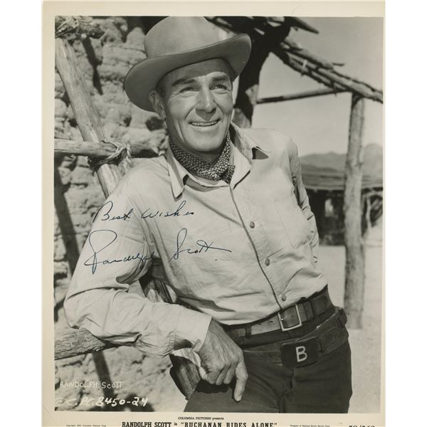 Buchanan Rides Alone Randolph Scott signed movie photo