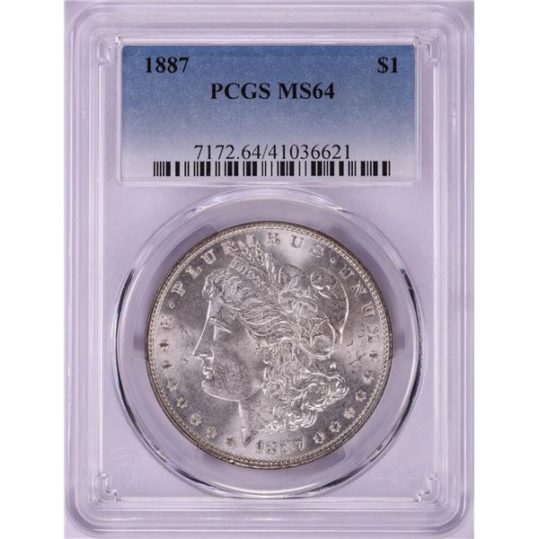 1887 $1 Morgan Silver Dollar Coin PCGS MS64