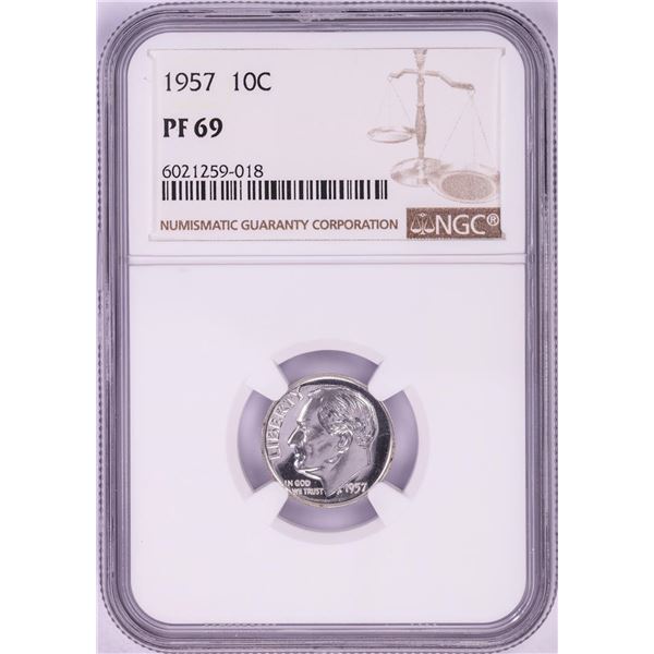 1957 Proof Roosevelt Dime Coin NGC PF69