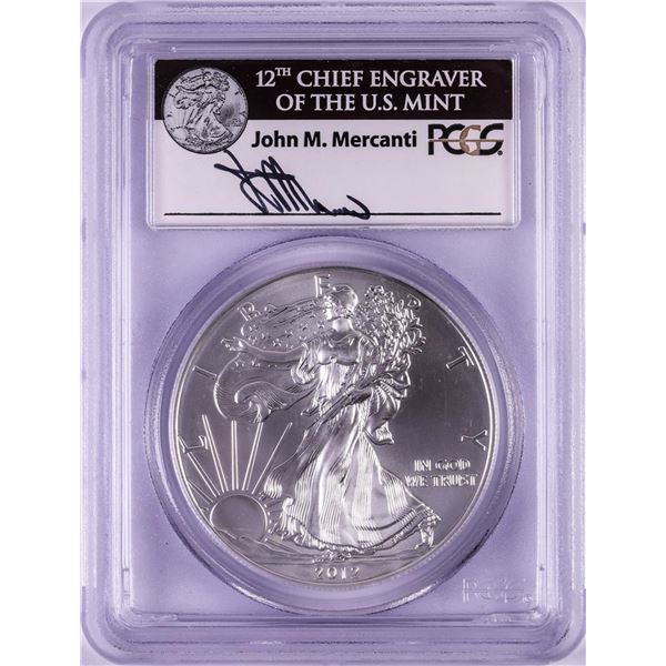 2012-W $1 American Silver Eagle Coin PCGS MS70 First Strike Mercanti Signature
