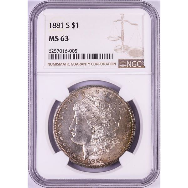 1881-S $1 Morgan Silver Dollar Coin NGC MS63