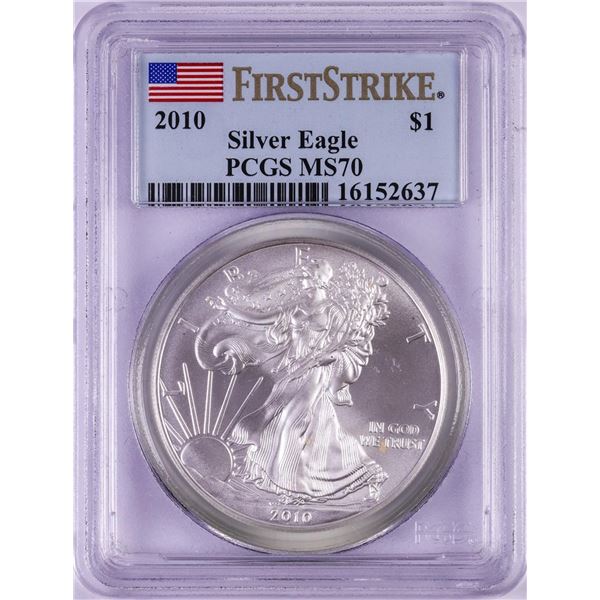 2010 $1 American Silver Eagle Coin PCGS MS70 First Strike