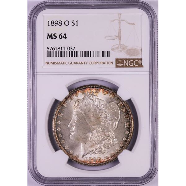 1898-O $1 Morgan Silver Dollar Coin NGC MS64 Nice Toning