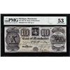 Image 1 : 1837-39 $10 Bank of Manchester Michigan Obsolete Note PMG About Uncirculated 53