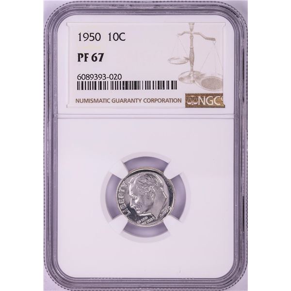 1950 Proof Roosevelt Dime Coin NGC PF67