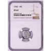 Image 1 : 1950 Proof Roosevelt Dime Coin NGC PF67