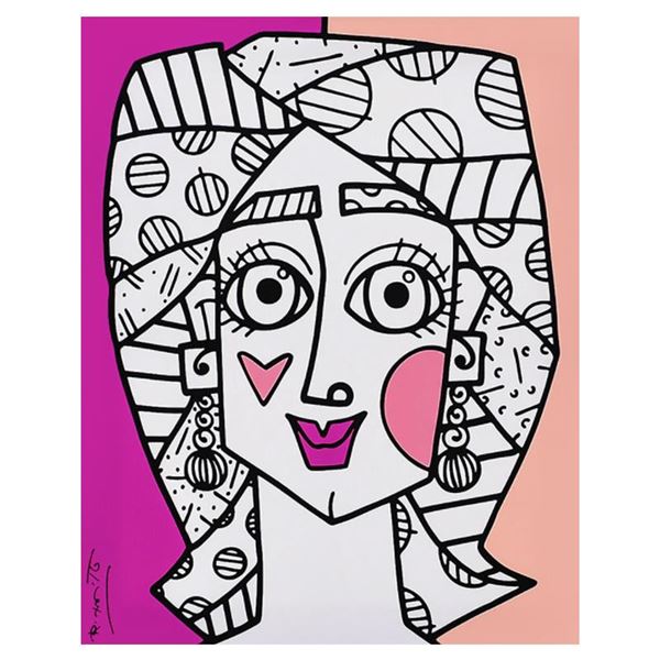 Romero Britto "Picasso Pink Too" Limited Edition Giclee On Canvas