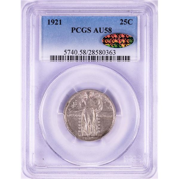1921 Standing Liberty Quarter Coin PCGS AU58 CAC