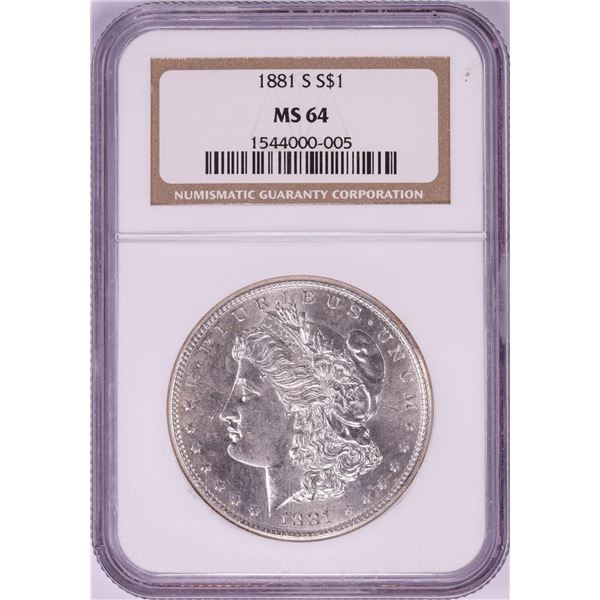 1881-S $1 Morgan Silver Dollar Coin NGC MS64