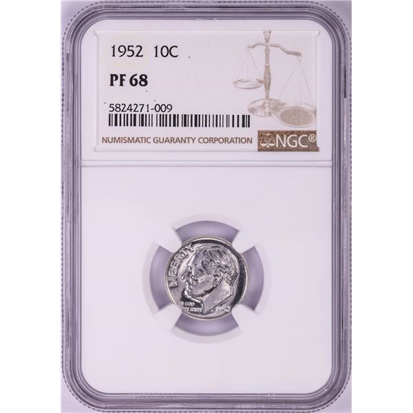 1952 Proof Roosevelt Dime Coin NGC PF68