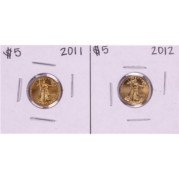 Lot of 2011-2012 $5 American Gold Eagle Coins