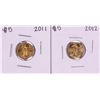 Image 1 : Lot of 2011-2012 $5 American Gold Eagle Coins