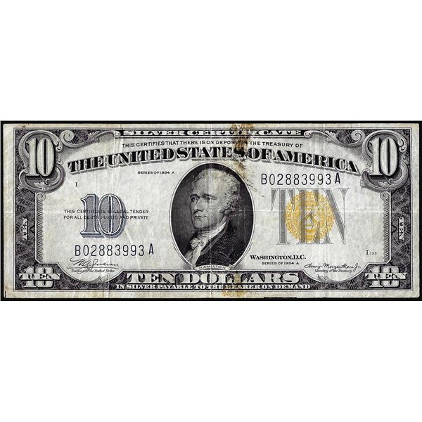 1934A $10 North Africa WWII Emergency Issue Silver Certificate Note