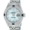 Image 2 : Rolex Ladies Stainless Steel Blue Vignette Diamond & Sapphire Datejust Wristwatch