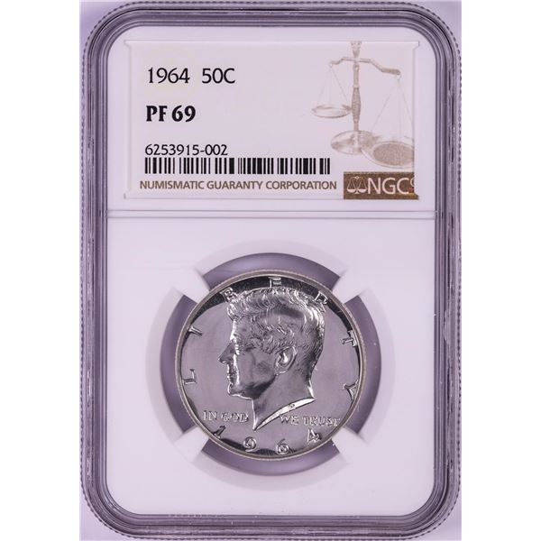 1964 Proof Kennedy Half Dollar Coin NGC PF69
