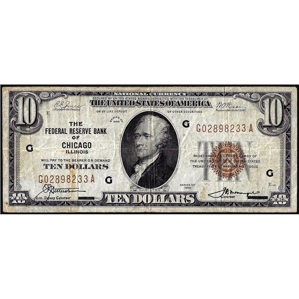 1929 $10 Federal Reserve Bank Note Chicago