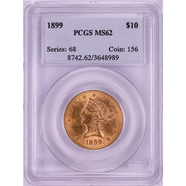 1899 $10 Liberty Head Eagle Gold Coin PCGS MS62