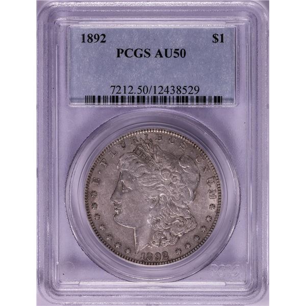 1892 $1 Morgan Silver Dollar Coin PCGS AU50