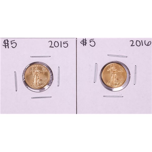 Lot of 2015-2016 $5 American Gold Eagle Coins