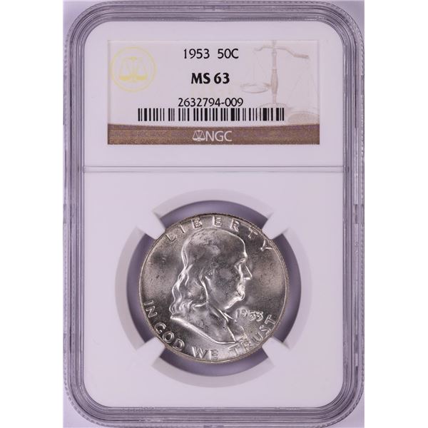1953 Franklin Half Dollar Coin NGC MS63
