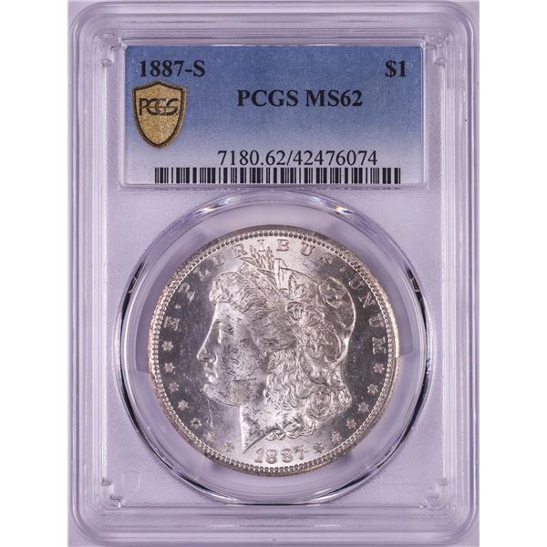 1887-S $1 Morgan Silver Dollar Coin PCGS MS62