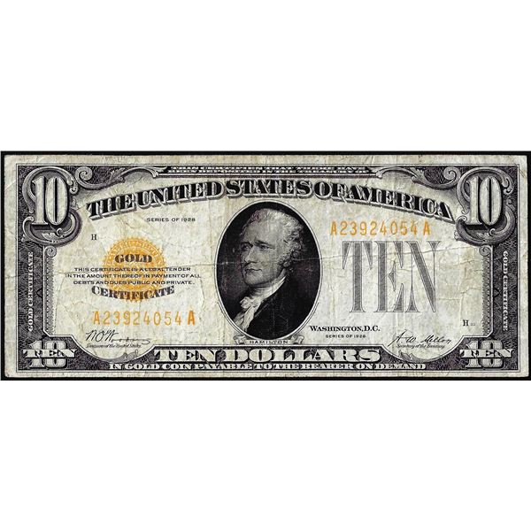 1928 $10 Gold Certificate Note