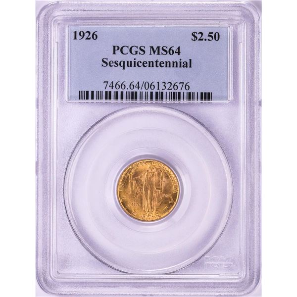 1926 $2 1/2 Sesquicentennial Commemorative Gold Coin PCGS MS64