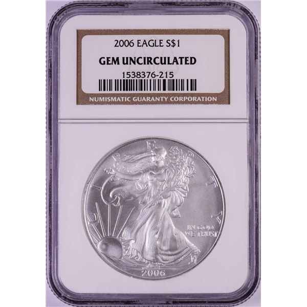 2006 $1 American Silver Eagle Coin NGC Gem Uncirculated