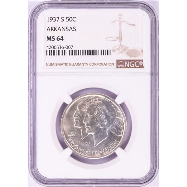 1937-S Arkansas Commemorative Half Dollar Coin NGC MS64