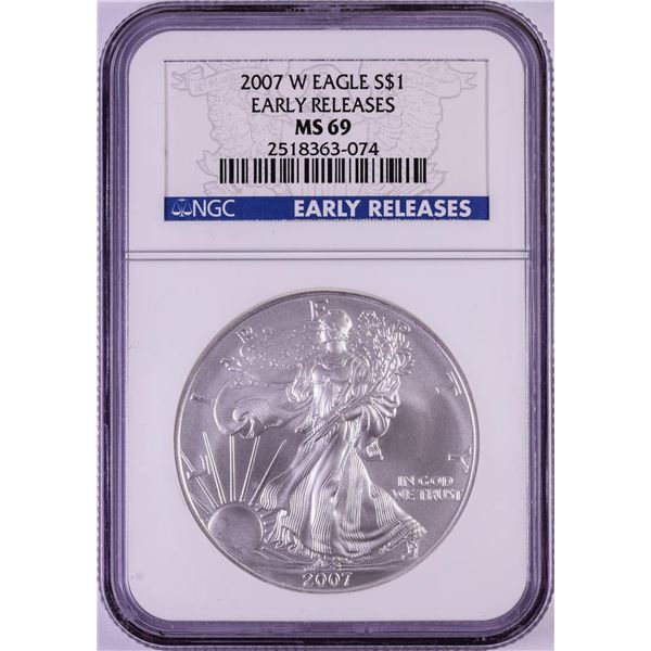 2007-W $1 Burnished American Silver Eagle Coin NGC MS69