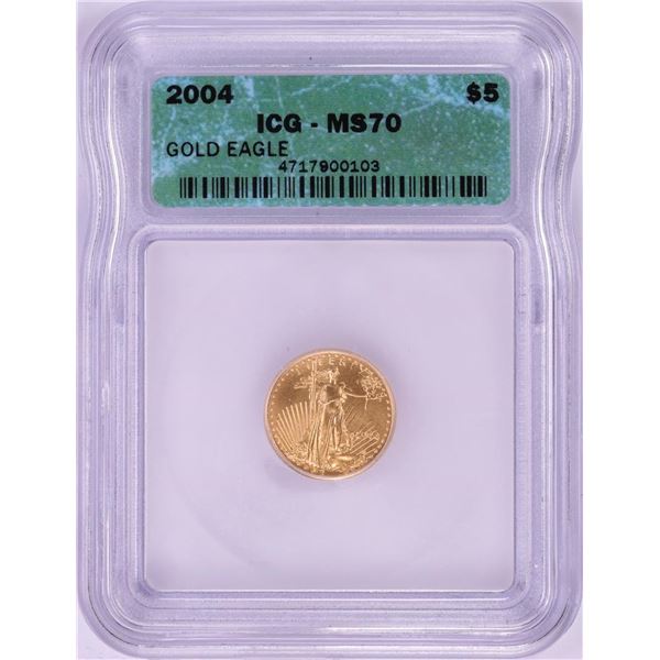 2004 $5 American Gold Eagle Coin ICG MS70