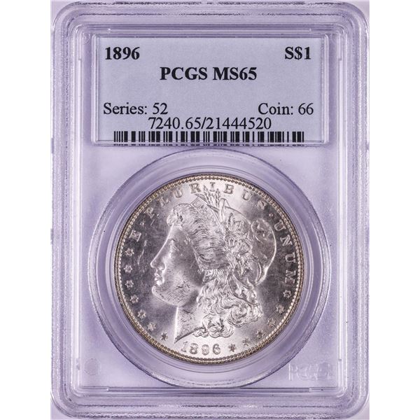 1896 $1 Morgan Silver Dollar Coin PCGS MS65