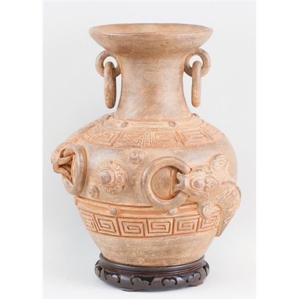 Colombian Vase with Wooden Stand