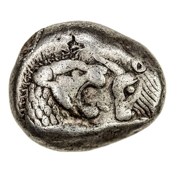 LYDIA: temp. CyrusDarios I, AR siglos (½ stater) (5.28g), Sardes, ca. 545-520 BC. VF
