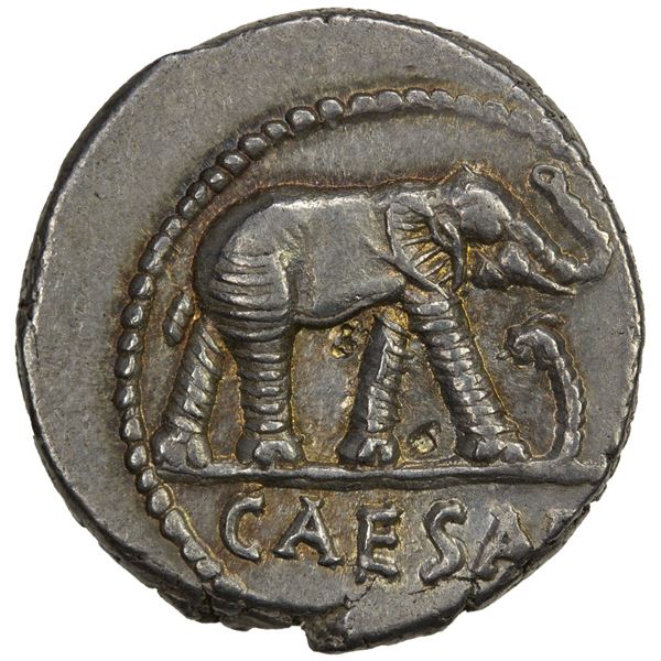 ROMAN IMPERATORIAL PERIOD: Julius Caesar, as dictator, 49-44 BC, AR denarius (4.01g), travelling mil