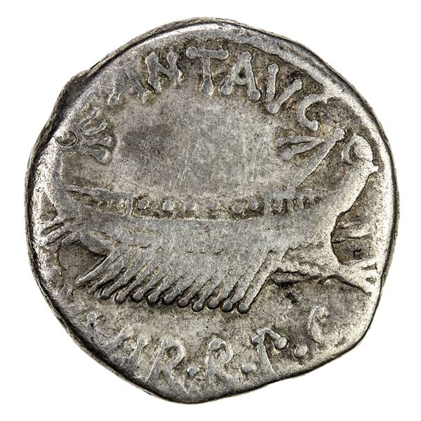 ROMAN IMPERATORIAL PERIOD: Mark Anthony, AR denarius (3.51g), legionary issue, 32-31 BC. F