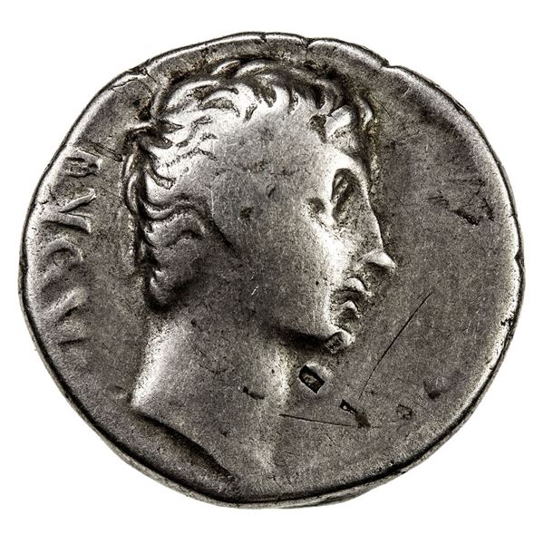 ROMAN EMPIRE: Augustus, 27 BC-14 AD, AR denarius (3.52g), north Peloponnesian mint, 21 BC. VG-F
