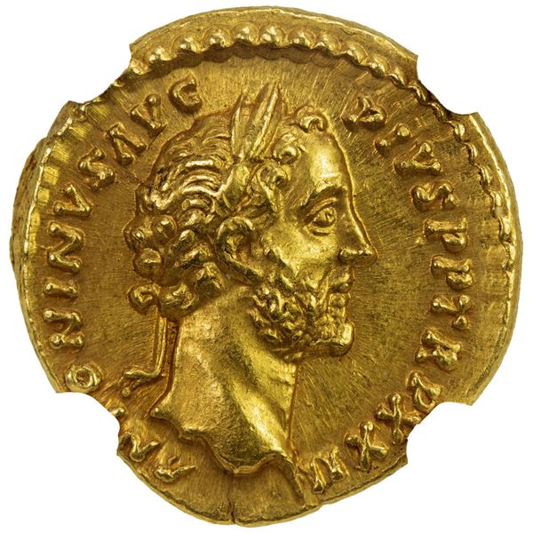 ROMAN EMPIRE: Antoninus Pius, 138-161 AD, AV aureus (7.38g), Rome, 158-159 AD. NGC AU