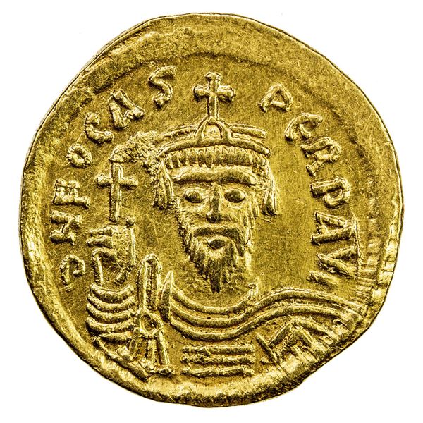 BYZANTINE EMPIRE: Phocas, 602-610, AV solidus (4.34g), Constantinople. VF-EF