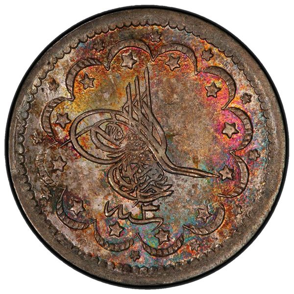 TURKEY: Abdul Aziz, 1861-1876, AR kurush, Kostantiniye, AH1277 year 3. PCGS MS64