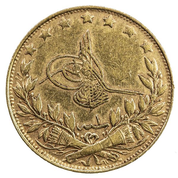 TURKEY: Mehmet VI, 1918-1924, AV 100 kurush, Kostantiniye, AH1336 year 1. VF