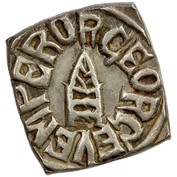 BUNDI: George V, 1910-1936, AR square nazarana rupee (10.70g), VS1980. EF