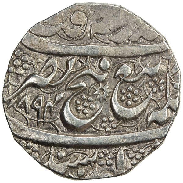 SIKH EMPIRE: AR rupee (8.52g), Peshawar, VS1894//1892. EF-AU
