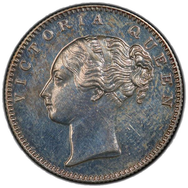 BRITISH INDIA: Victoria, Queen, 1837-1876, AR ½ rupee, 1840(c). PCGS PF63