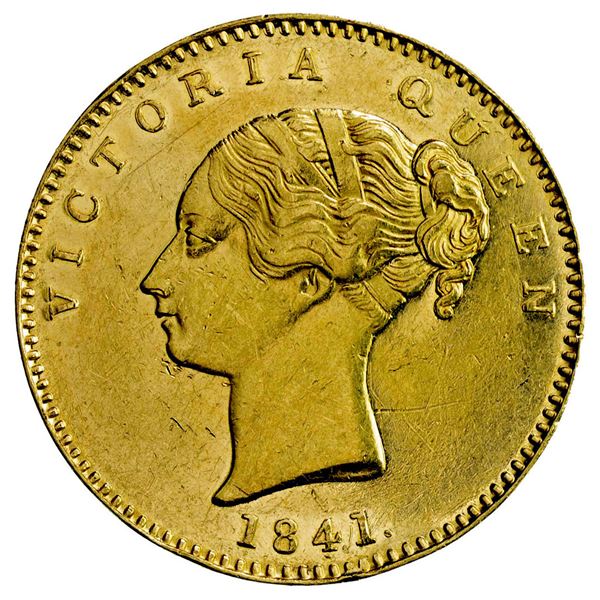 BRITISH INDIA: Victoria, Queen, 1837-1876, AV mohur, 1841. AU